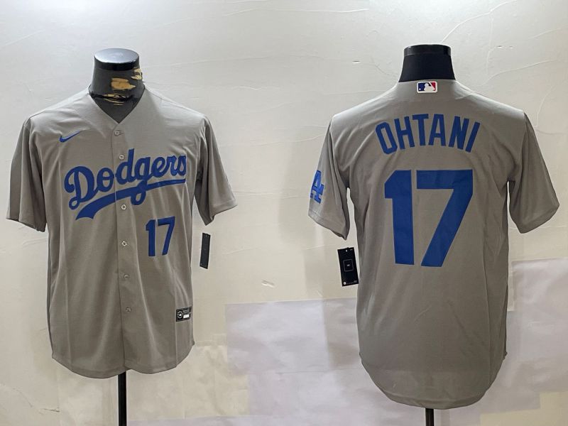 Men Los Angeles Dodgers 17 Ohtani Grey Game 2024 Nike MLB Jersey style 11204